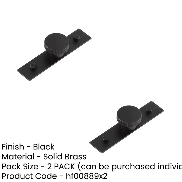 PACK Elegant Black Cupboard Knob with 40mm Plain Backplate Stylish Interiors Kitchen Cabinet Knob (1)-1