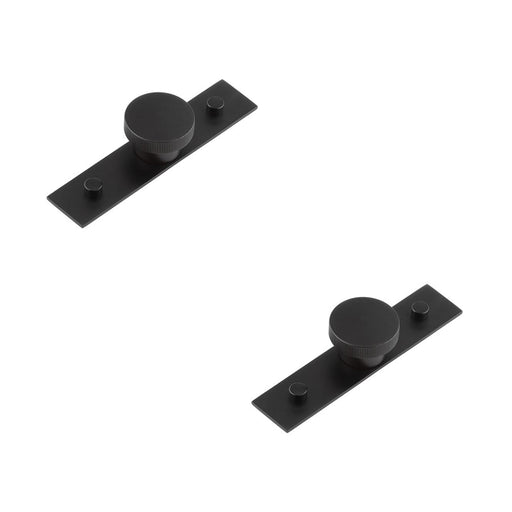 PACK Elegant Black Cupboard Knob with 40mm Plain Backplate Stylish Interiors Kitchen Cabinet Knob (1)