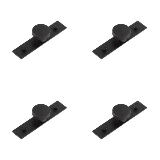 PACK Elegant Black Cupboard Knob with 40mm Plain Backplate Stylish Interiors Kitchen Cabinet Knob