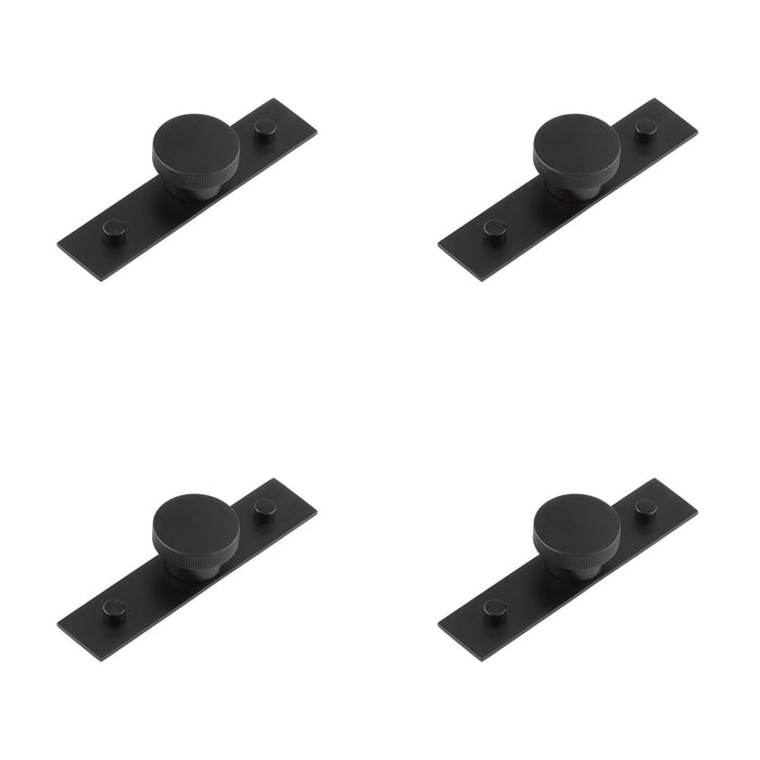 PACK Elegant Black Cupboard Knob with 40mm Plain Backplate Stylish Interiors Kitchen Cabinet Knob