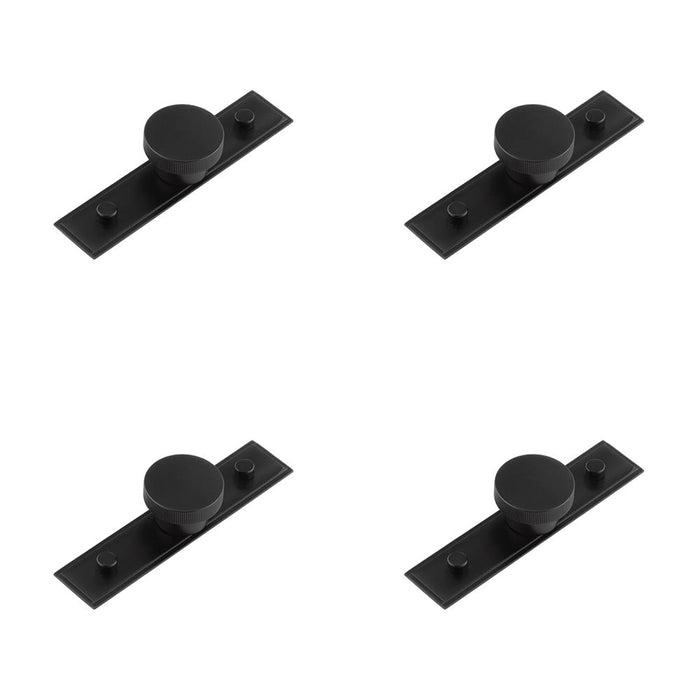 PACK Stylish 40mm Black Cupboard Knob with Stepped Backplate Kitchen Cabinet Knob