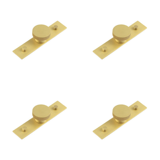 PACK Elegant 40mm Satin Brass Cupboard Knob with Plain Backplate Kitchen Cabinet Knob