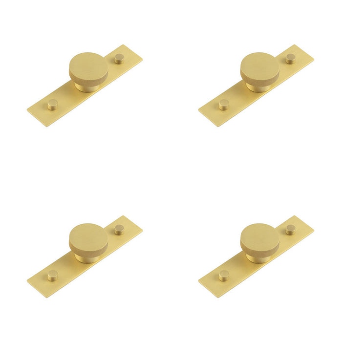 PACK Elegant 40mm Satin Brass Cupboard Knob with Plain Backplate Kitchen Cabinet Knob