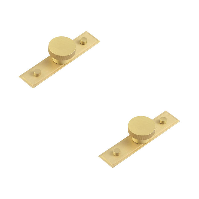 PACK Stylish 40mm Satin Brass Cupboard Knob with Stepped Backplate Kitchen Cabinet Knob (3)