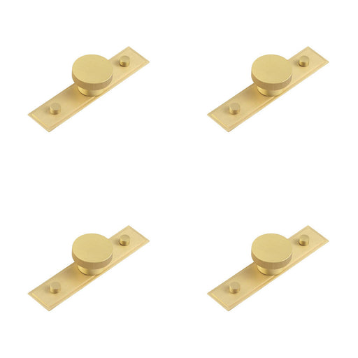 PACK Stylish 40mm Satin Brass Cupboard Knob with Stepped Backplate Kitchen Cabinet Knob (1)