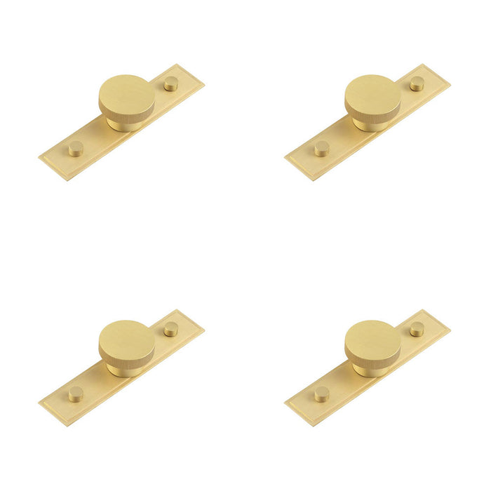 PACK Stylish 40mm Satin Brass Cupboard Knob with Stepped Backplate Kitchen Cabinet Knob (1)