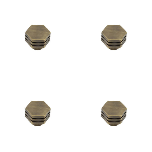 PACK 30mm Antique Brass Hexagonal Cupboard Knob Stylish Interiors Kitchen Cabinet Knob