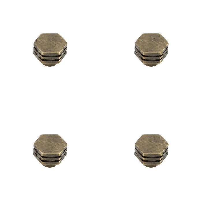 PACK 30mm Antique Brass Hexagonal Cupboard Knob Stylish Interiors Kitchen Cabinet Knob