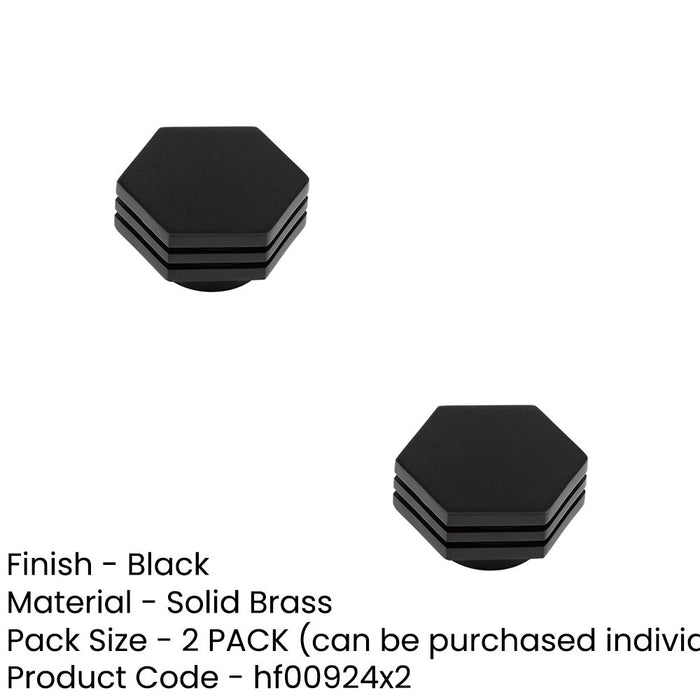 PACK Stylish 40mm Black Hexagon Cupboard Knob Modern Interiors Kitchen Cabinet Knob (1)-1