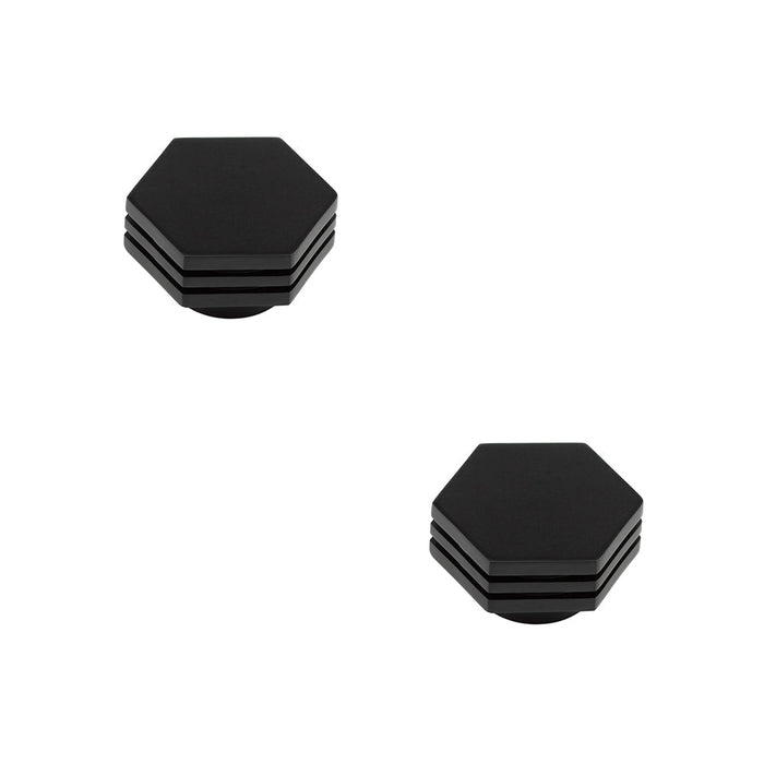 PACK Stylish 40mm Black Hexagon Cupboard Knob Modern Interiors Kitchen Cabinet Knob (1)