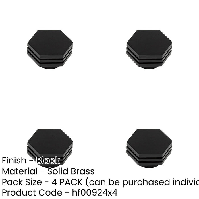 PACK Stylish 40mm Black Hexagon Cupboard Knob Modern Interiors Kitchen Cabinet Knob-1