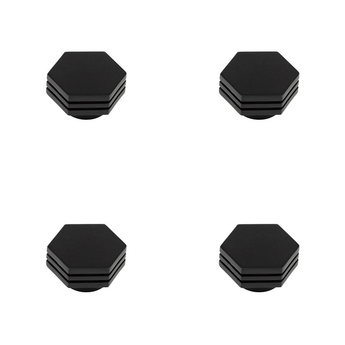 PACK Stylish 40mm Black Hexagon Cupboard Knob Modern Interiors Kitchen Cabinet Knob