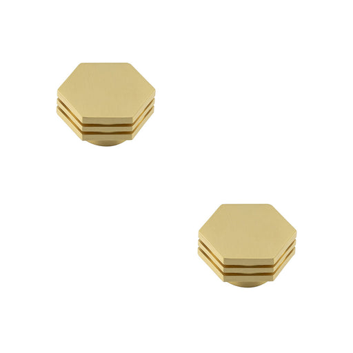 PACK Stylish 40mm Satin Brass Cupboard Knob Modern Interiors Kitchen Cabinet Knob (5)