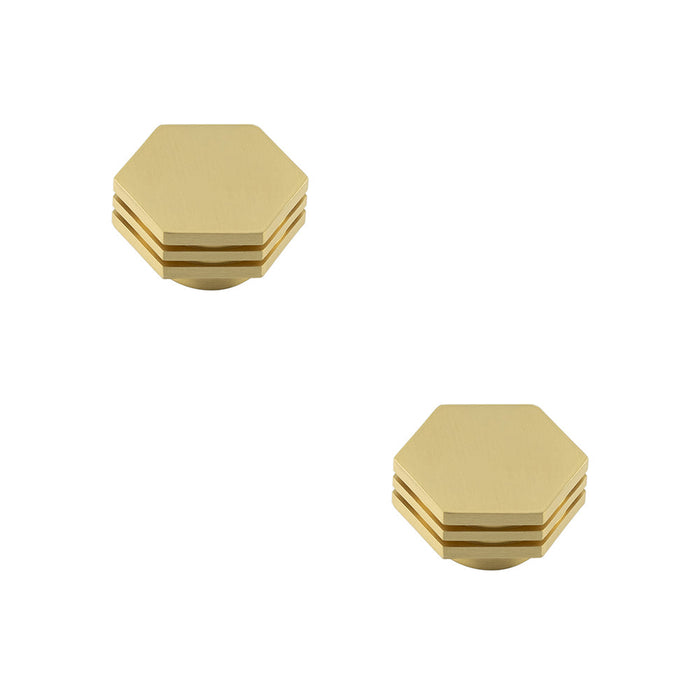 PACK Stylish 40mm Satin Brass Cupboard Knob Modern Interiors Kitchen Cabinet Knob (5)
