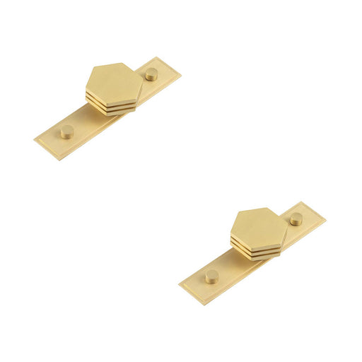 PACK Stylish 40mm Satin Brass Cupboard Knob with Unique Hexagonal Design Kitchen Cabinet Knob (1)
