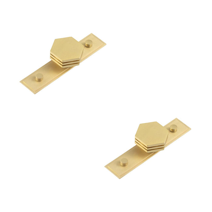 PACK Stylish 40mm Satin Brass Cupboard Knob with Unique Hexagonal Design Kitchen Cabinet Knob (1)