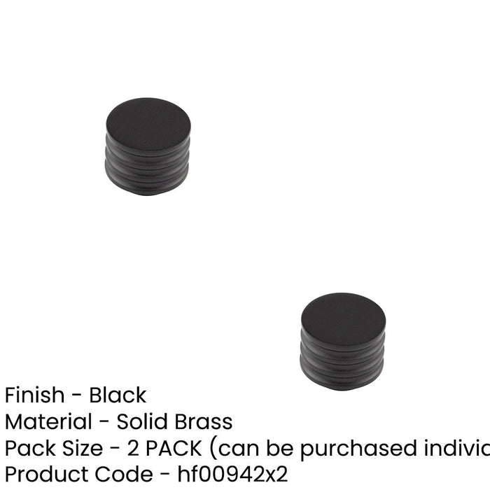 PACK Elegant 30mm Black Cupboard Knob with Grooved Detailing Kitchen Cabinet Knob (1)-1