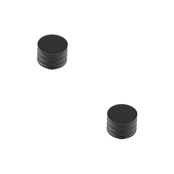 PACK Elegant 30mm Black Cupboard Knob with Grooved Detailing Kitchen Cabinet Knob (1)