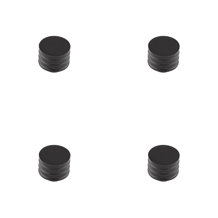 PACK Elegant 30mm Black Cupboard Knob with Grooved Detailing Kitchen Cabinet Knob