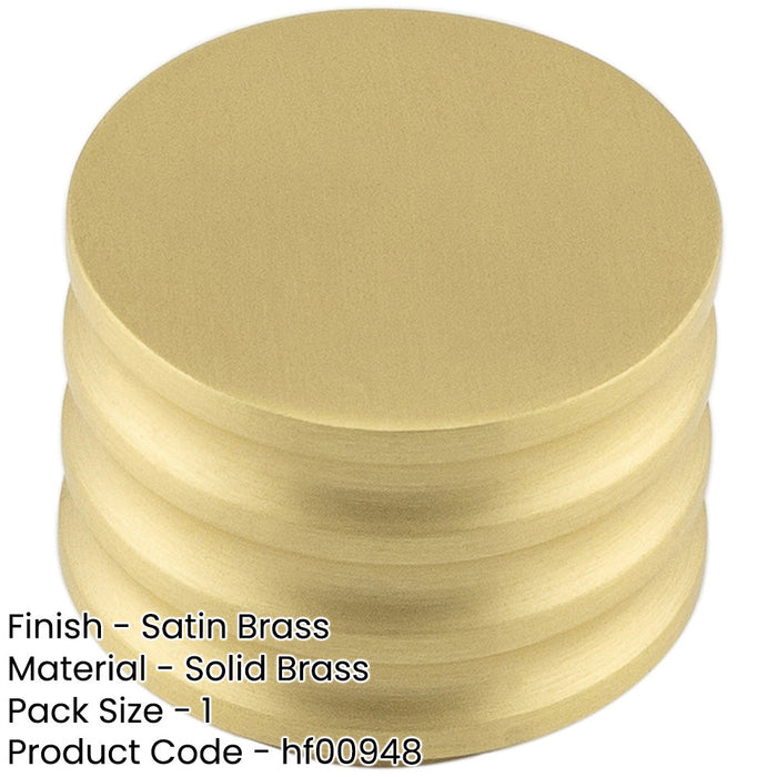 Elegant 30mm Satin Brass Cupboard Knob with Unique Grooved Design Kitchen Cabinet Knob-1