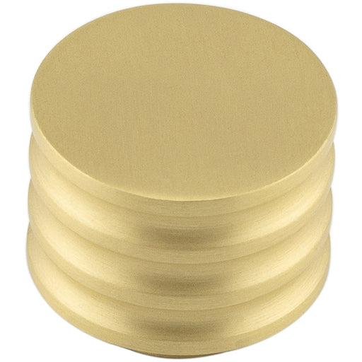 Elegant 30mm Satin Brass Cupboard Knob with Unique Grooved Design Kitchen Cabinet Knob