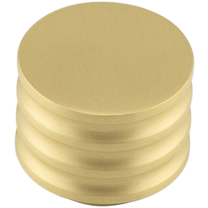 Elegant 30mm Satin Brass Cupboard Knob with Unique Grooved Design Kitchen Cabinet Knob