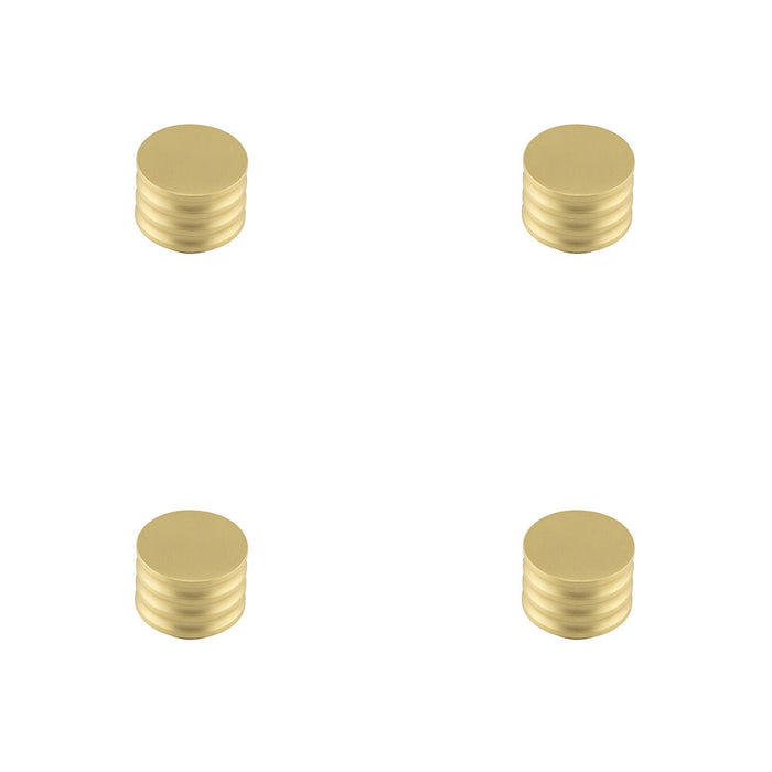 PACK Elegant 30mm Satin Brass Cupboard Knob with Unique Grooved Design Kitchen Cabinet Knob