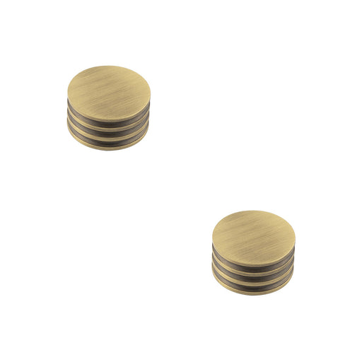 PACK 40mm Antique Brass Cupboard Knob with Grooved Detailing Kitchen Cabinet Knob (1)