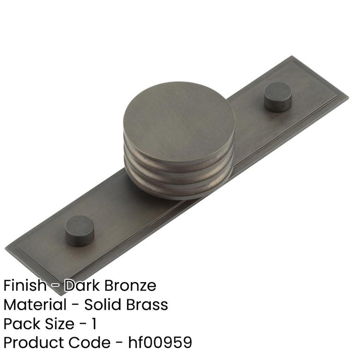 Elegant 40mm Dark Bronze Cupboard Knob with Grooved Detailing Kitchen Cabinet Knob-1