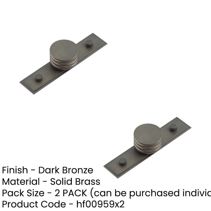 PACK Elegant 40mm Dark Bronze Cupboard Knob with Grooved Detailing Kitchen Cabinet Knob (1)-1