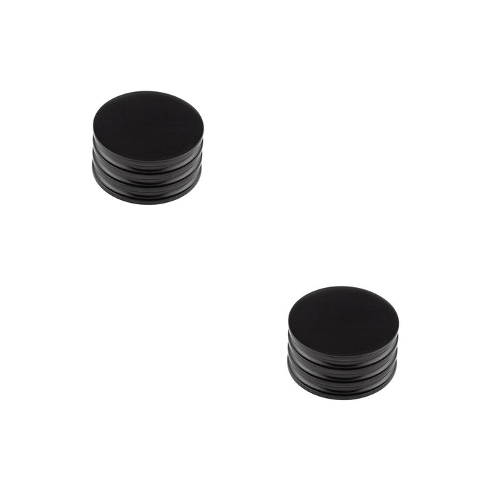 PACK Elegant 40mm Black Grooved Cupboard Knob Room Kitchen Cabinet Knob (1)