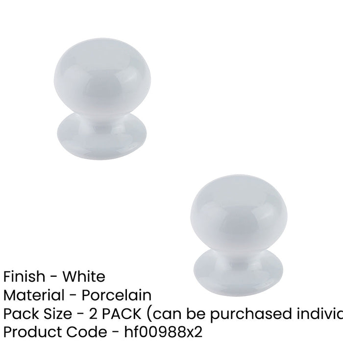 PACK Elegant 38mm White Porcelain Cupboard Knob Traditional Homes Kitchen Cabinet Knob (1)-1