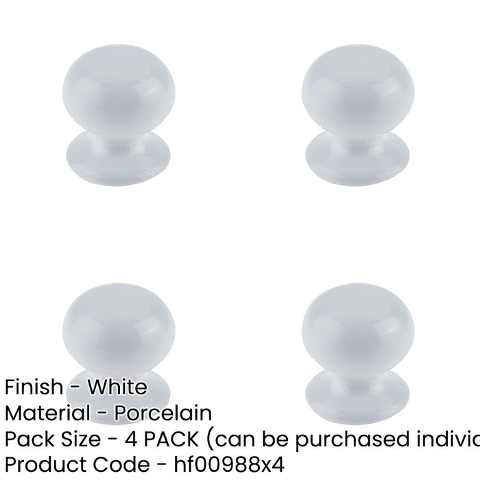 PACK Elegant 38mm White Porcelain Cupboard Knob Traditional Homes Kitchen Cabinet Knob-1