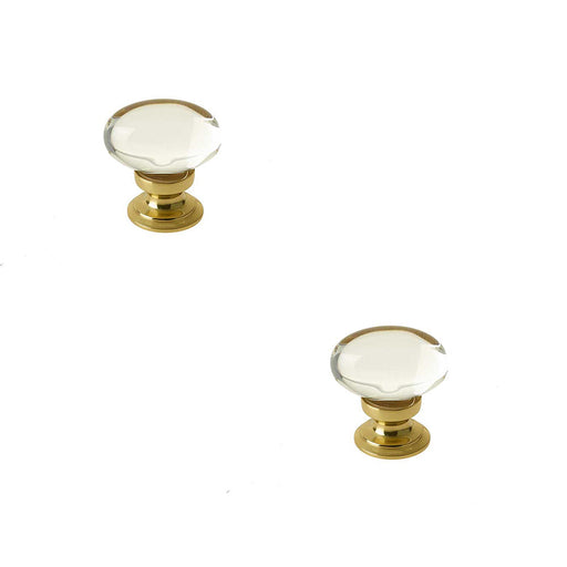PACK Elegant Oval Glass Cupboard Knob Polished Brass Finish 41x26mm Kitchen Cabinet Knob (1)