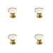 PACK Elegant Oval Glass Cupboard Knob Polished Brass Finish 41x26mm Kitchen Cabinet Knob
