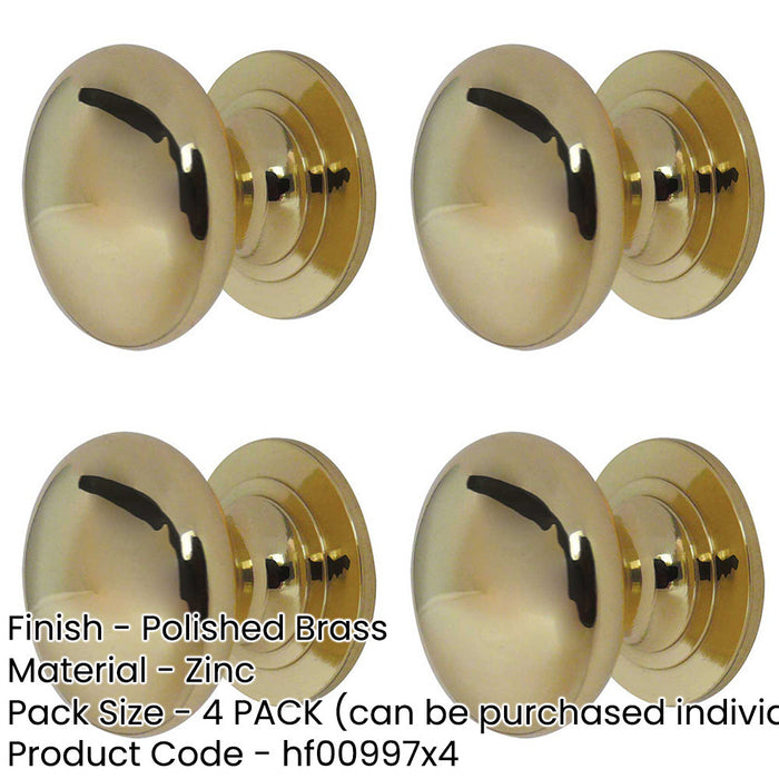 PACK Premium 25mm Polished Brass Cupboard Knob Elegant Interiors Kitchen Cabinet Knob-1
