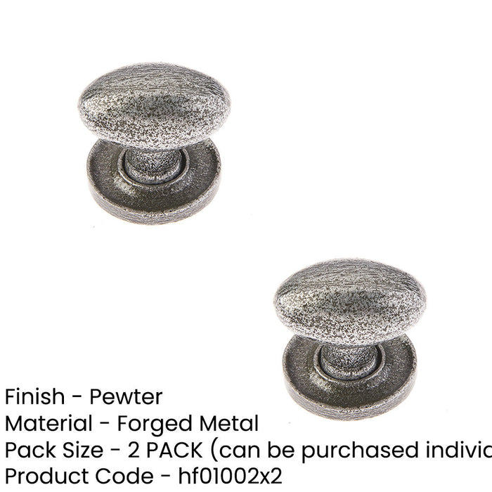 PACK Elegant Oval Cupboard Knob Pewter Finish, 27x36mm Kitchen Cabinet Knob (1)-1