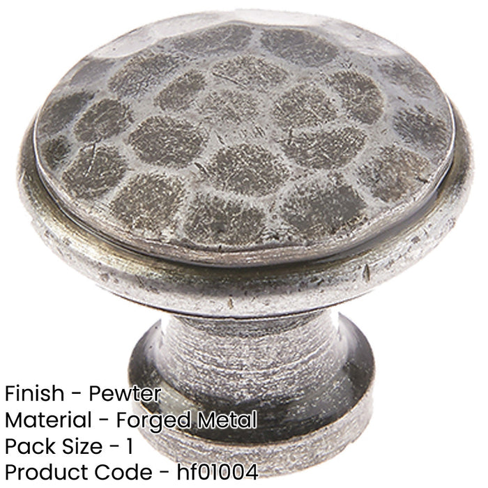 Rustic Hammered Pewter Cupboard Knob 20mm Kitchen Cabinet Knob-1