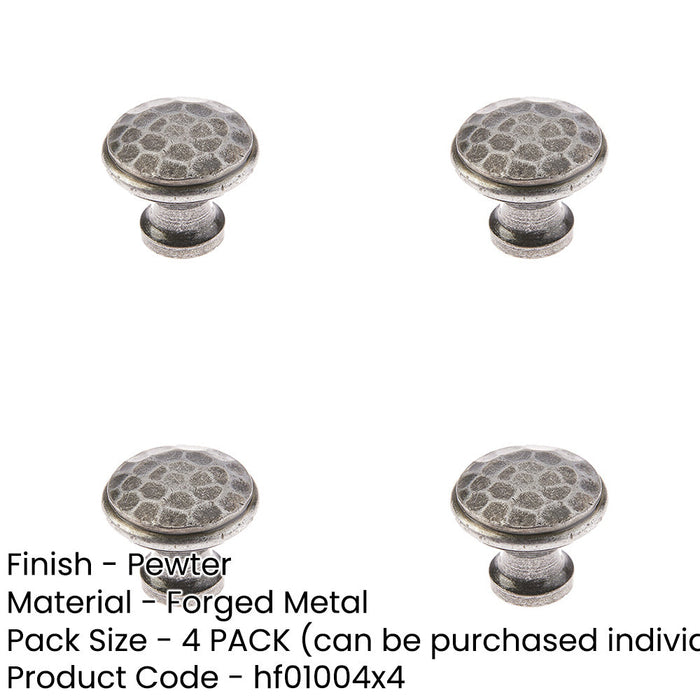 PACK Rustic Hammered Pewter Cupboard Knob 20mm Kitchen Cabinet Knob-1