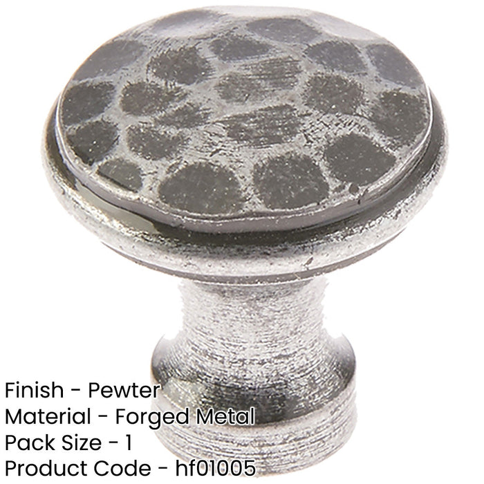 Rustic Hammered Pewter Cupboard Knob 30mm Kitchen Cabinet Knob-1