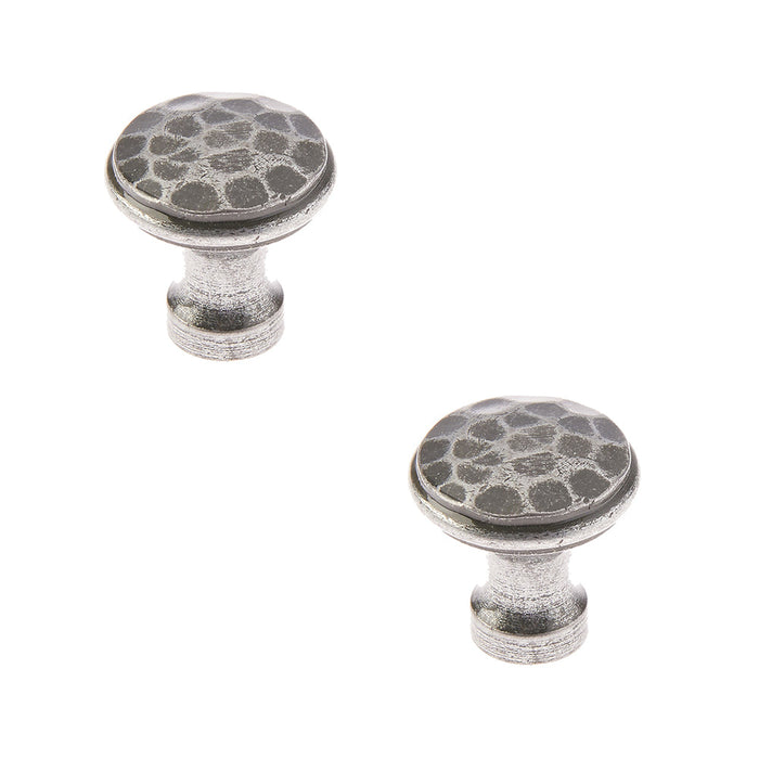 PACK Rustic Hammered Pewter Cupboard Knob 30mm Kitchen Cabinet Knob (1)