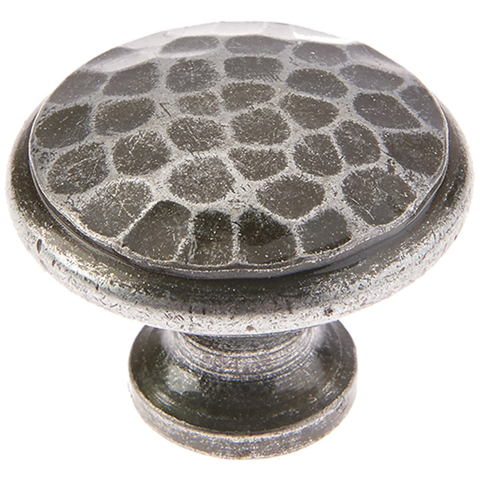 Rustic Hammered Cupboard Knob Pewter 40mm Handmade Design Kitchen Cabinet Knob