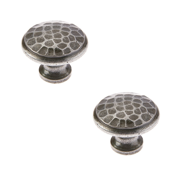 PACK Rustic Hammered Cupboard Knob Pewter 40mm Handmade Design Kitchen Cabinet Knob (1)