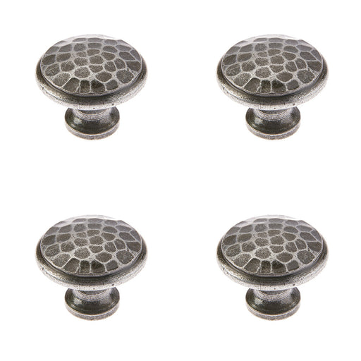 PACK Rustic Hammered Cupboard Knob Pewter 40mm Handmade Design Kitchen Cabinet Knob