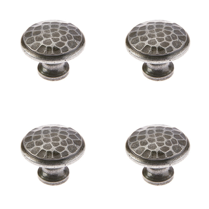 PACK Rustic Hammered Cupboard Knob Pewter 40mm Handmade Design Kitchen Cabinet Knob