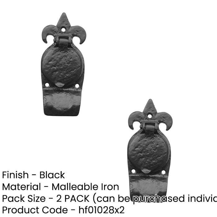 PACK Elegant Antique Fleur Cylinder Pull Black 123mm Door Lock Plate-1