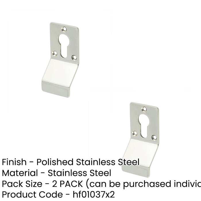 PACK Polished Stainless Steel Cylinder Pill Euro Profile Enhanced Security Door Lock Finger Pull-1