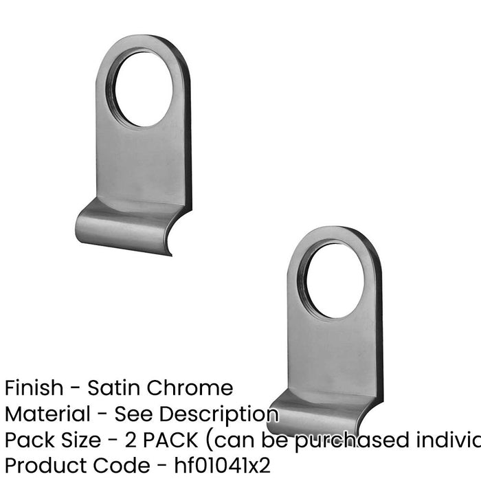 PACK Satin Chrome Plain Cylinder Pulls 86x44mm Modern Interiors Door Lock Finger Pull-1