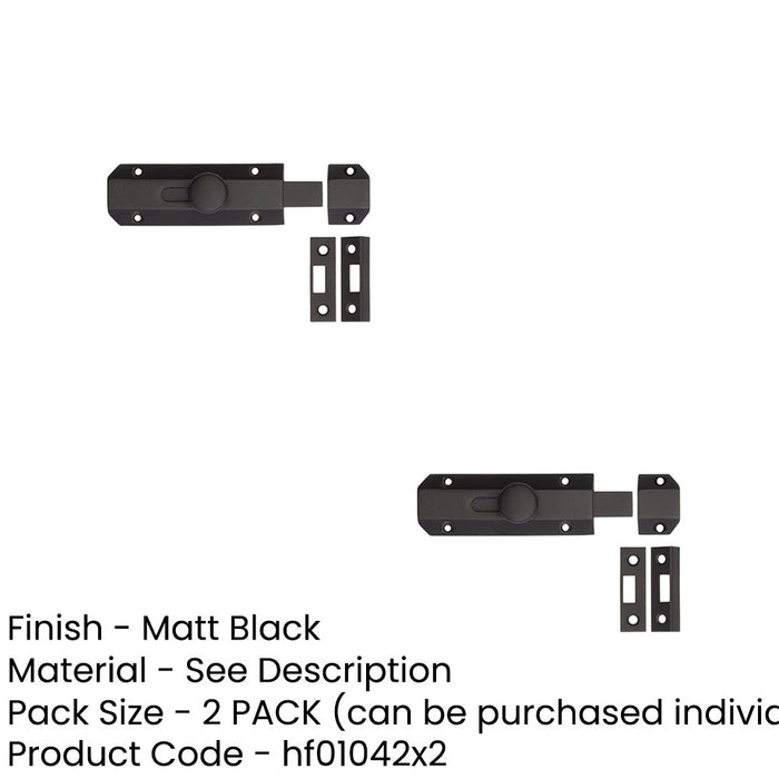 PACK Premium Architectural Slide Door Bolts 100x35mm Elegant Matt Black Finish Door Bolt Lock (1)-1