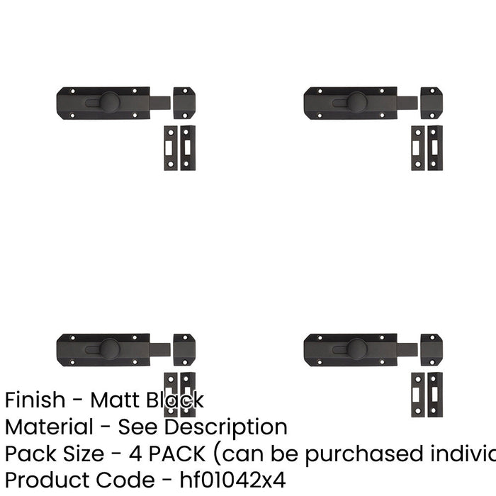 PACK Premium Architectural Slide Door Bolts 100x35mm Elegant Matt Black Finish Door Bolt Lock-1